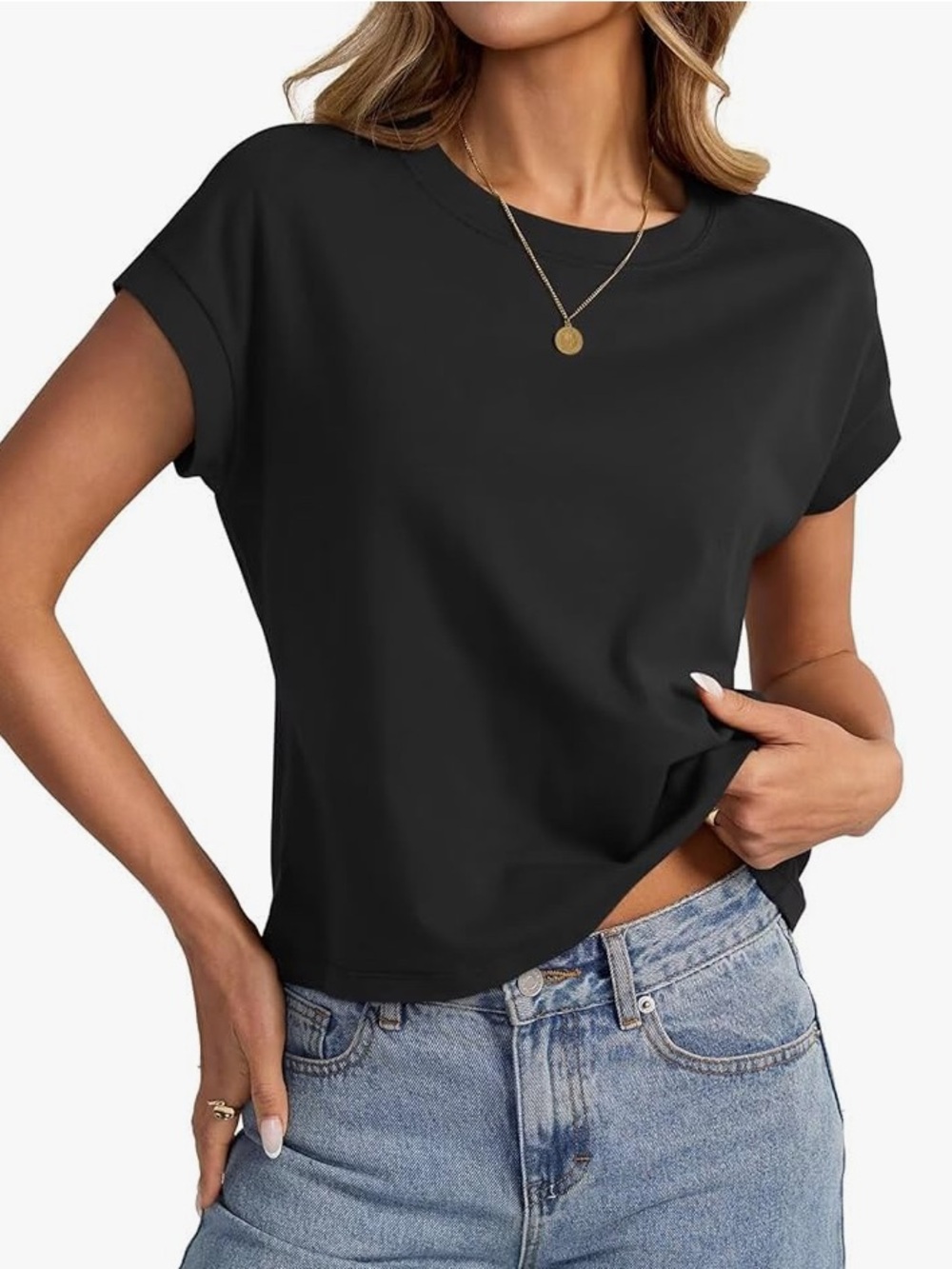 EasyGala Cotton Capped Sleeve Crop Top